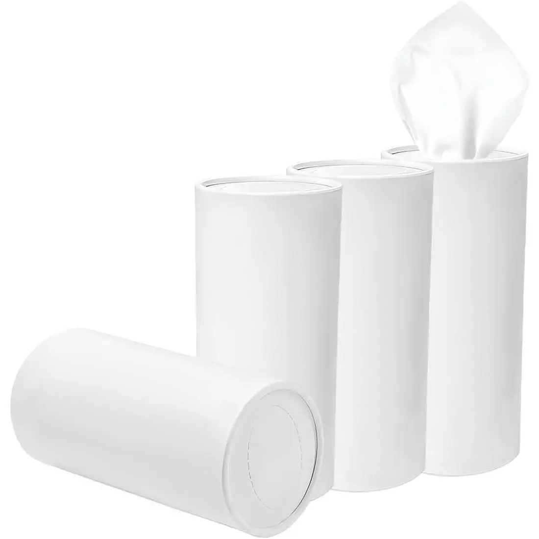 4 count  Tissue Holder,  Cup Holder Travel Tissue Tube Box Container with Facial Tissues Bulk, Convenient Refillable Tissue Cylinder Cup Holder Decor for   (White)