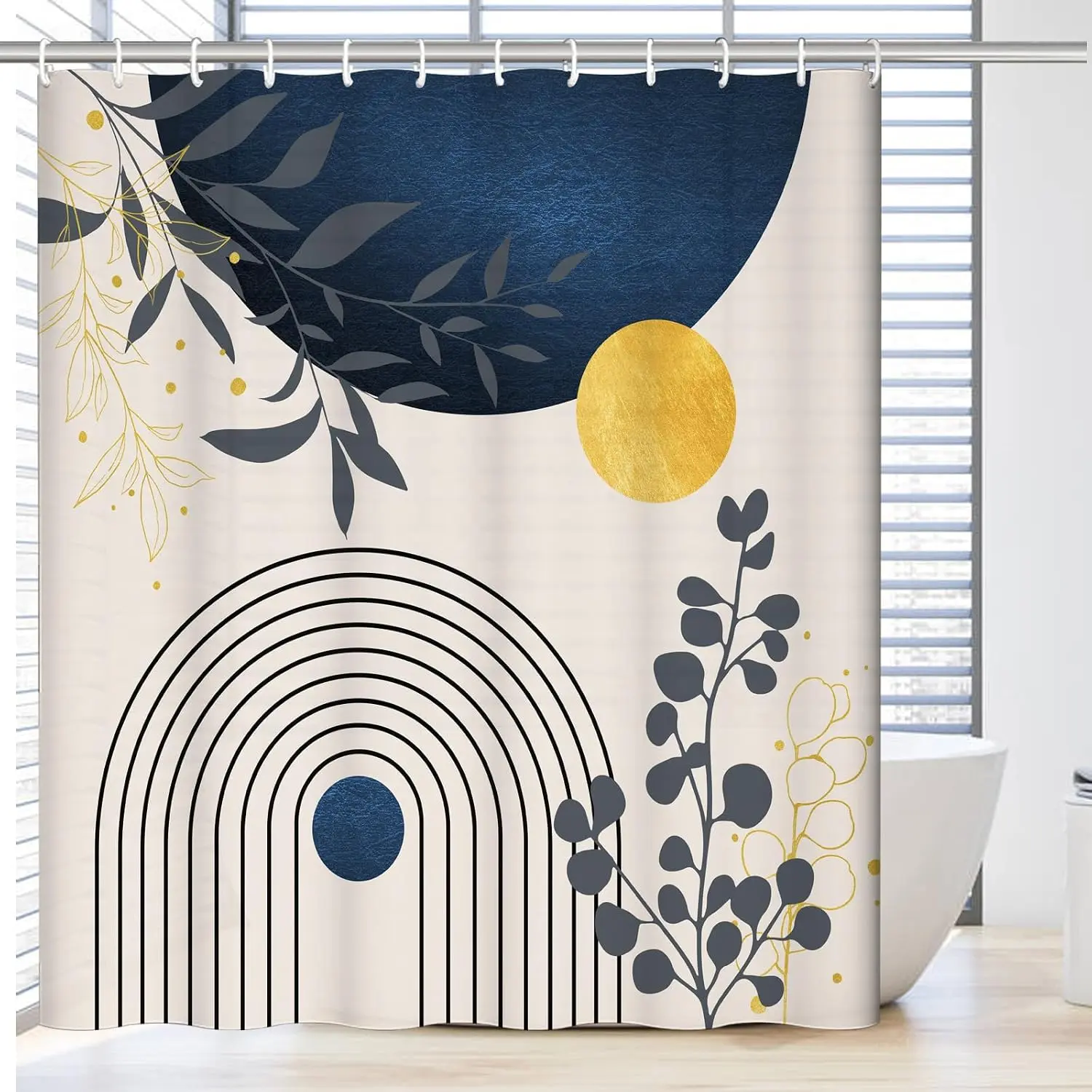 Boho Century Shower Curtain Set for Bathroom, 72"X72" Shower Curtain | Chic Elegant Bathroom Decor, Fabric Shower Curtain  Durable