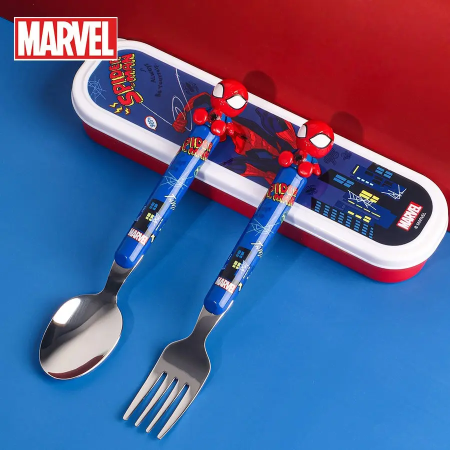 Marvel Spider-Man Travel Cutlery Set, Stainless Steel Spoon Fork Case, Toddler Tableware, School Supplies, Back to School Gift