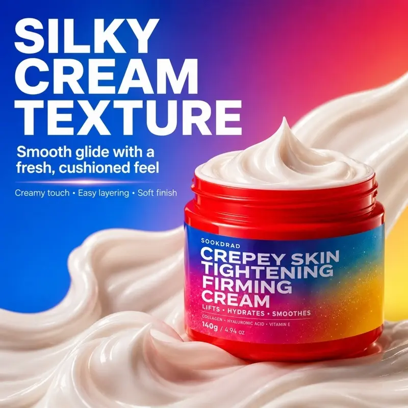 Crepey Skin Tightening Firming Cream, Collagen, Hyaluronic Acid, Vitamin E, Lifts, Hydrates, Smooths, 140g