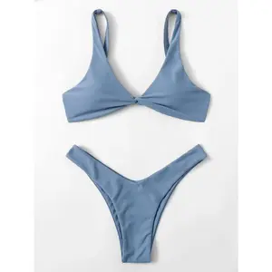 ZTVitality Solid Tie Sexy Bikini 2021 Hot Sale Padded Bra High Leg Bandage Push Up Bikini Set Brazilian Swimsuit Women Swimwear