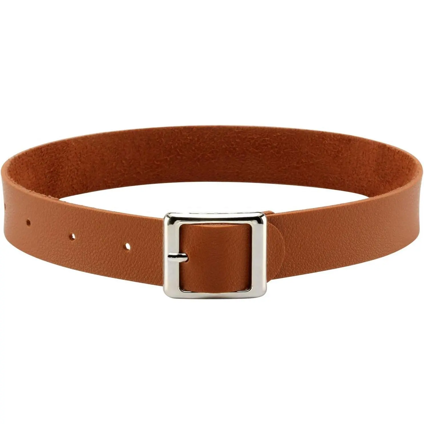 Womens Retro Punk Simple Style Adjustable Leather Buckle Necklace for Biker