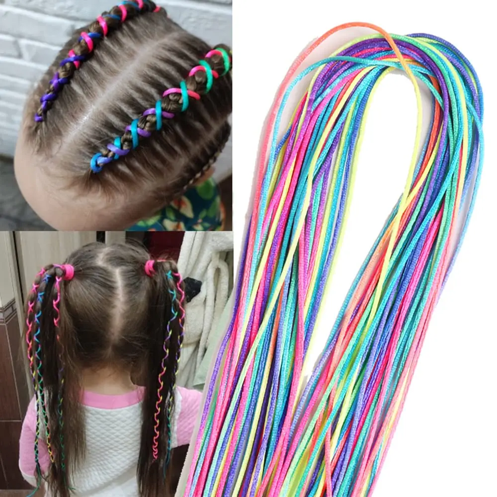 50 count Hair Braids  Gradient Colorful Braided Hair Rope Band Set for Ponytail braids Women Girl DIY Braid Hair Styling Accessories Wraps