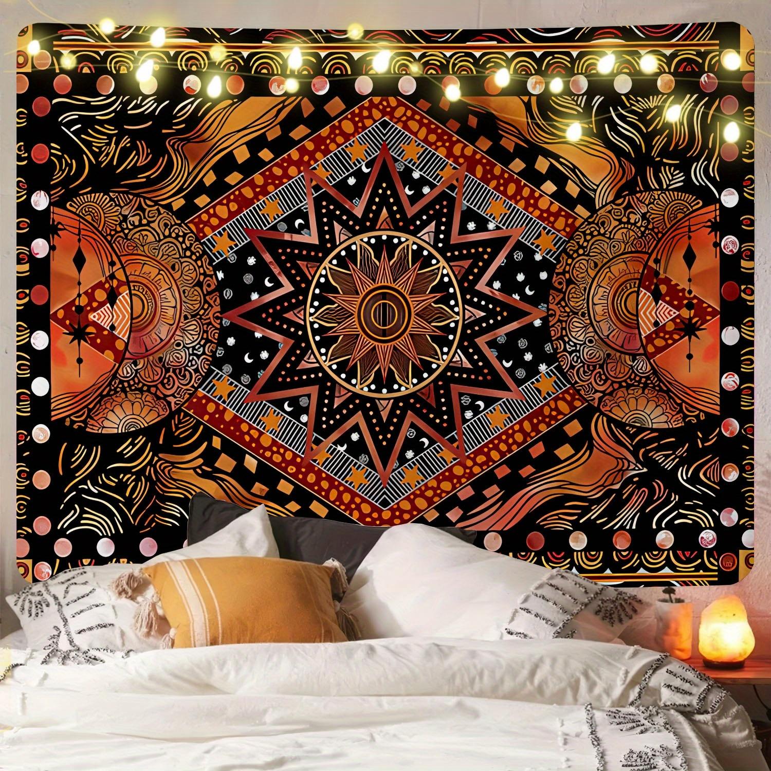 One large polyester Bohemian mandala tapestry wall piece, featuring a vibrant ethnic design, is suitable for decorating living rooms and bedrooms. funny tapestry durable man