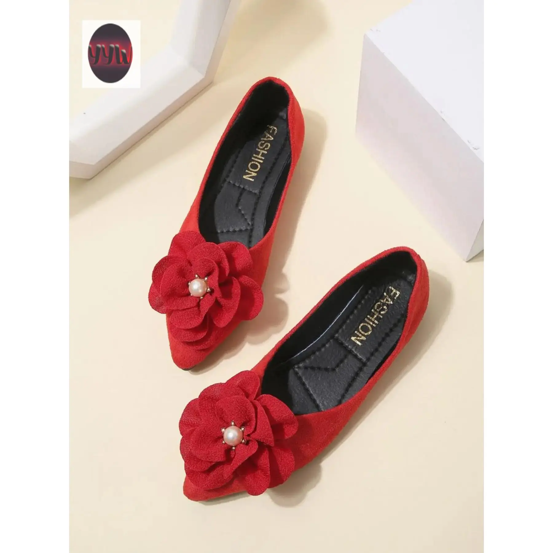 YYW1 Women's Plus Size Round Toe Ballet Flats, Bow Decor, Wide Foot Comfortable Lightweight Breathable Outdoor Shoes, Flats