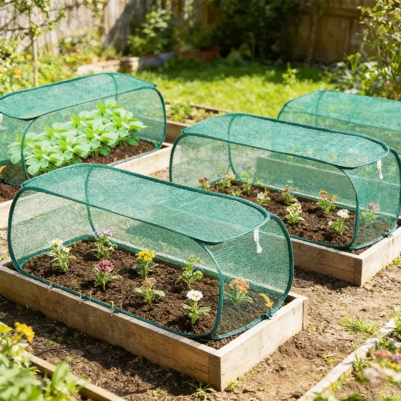 1 Foldable Pop-Up Mesh Plant Greenhouse Cover | Protective Cage, Plant Enclosure with 8 Ground Stakes; Durable Material; Mesh Barrier Against Animals and Insects for Raised Garden Beds; Ideal for Fruits, Vegetables; Reusable
