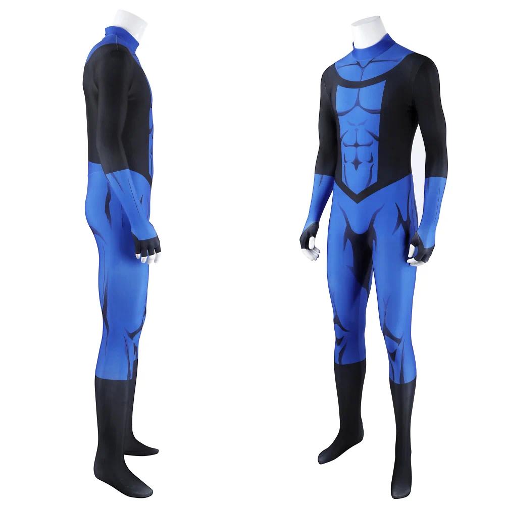 Mark Grayson Cosplay Invincible Season 3 Mark Costume Blue Elastic 3D Printed Zentai Suit Mask Outfit Halloween Custom Made