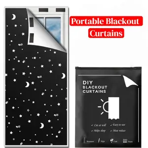 1Pc Portable Blackout Curtains Featuring Star And MoonPatterns,Made of High-Quality Oxford Fabric, Easy to Cut, No Drilling Required，Temporary Blinds Suitable for Travel, Bedrooms, LivingRooms, And Nurseries,Blackout Curtains