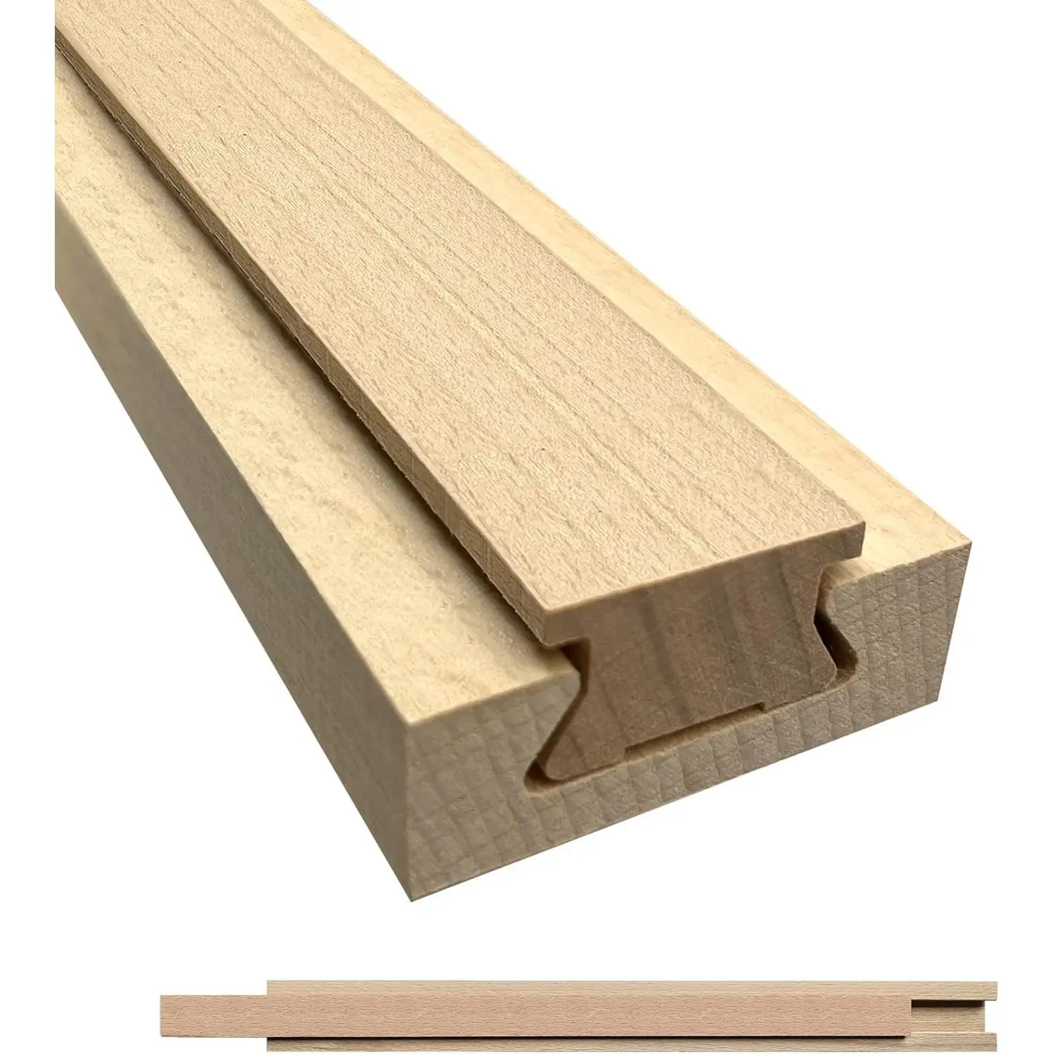 Solid Wood Drawer Slides 16" Bottom Mount Replacement, Wooden Center Guide Track Rail for Dresser Cabinet Drawer Repair, Cuttable for Old Drawers (1, L002 15.75")Gift