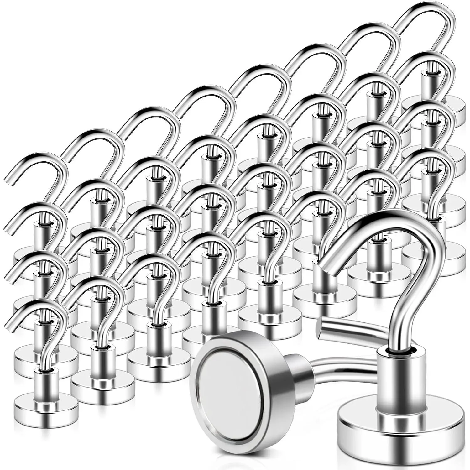 32 Pack  Hooks Heavy Duty, 25 lbs   Hooks for Cruise Refrigerator, Neodymium  with Hooks for Grill  Kitchen Tool Storage