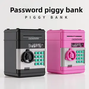 Fingerprint automatic electric money box, with password lock, large capacity, sound and light simulation of a bank, suitable for children