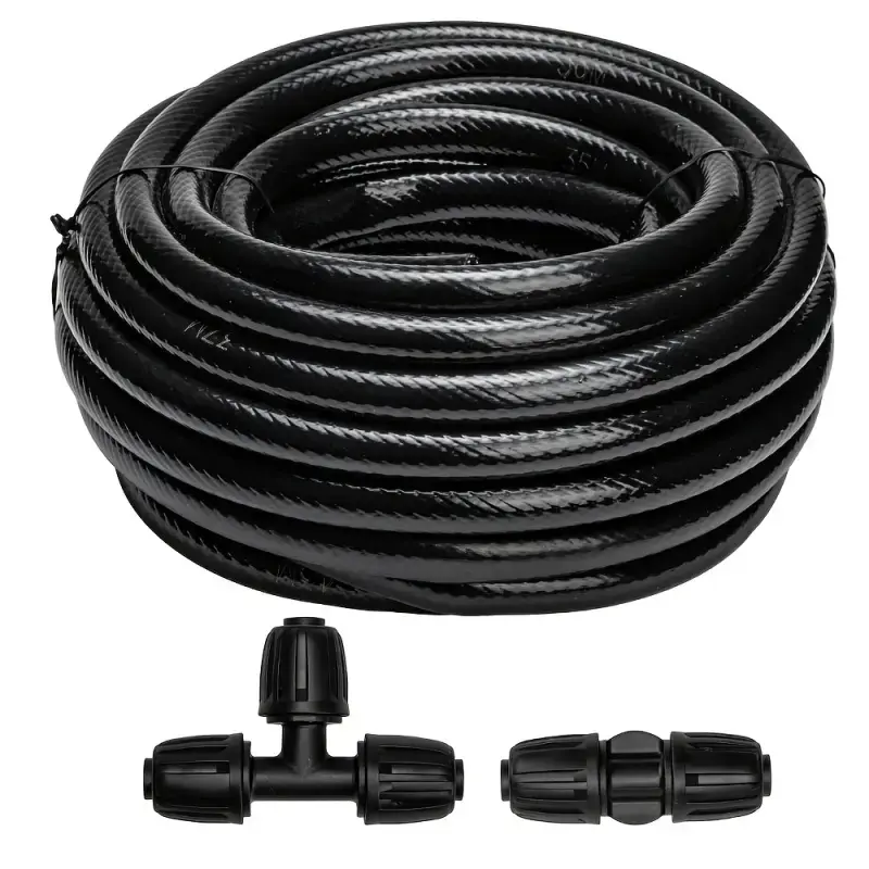 40 FT 1/2 inch Drip Irrigation Tubing Main Line Durable Garden Hose Tube for Garden Irrigation System Watering Systems (Includes 1/2" Straight Connector and 3-Way Connector)