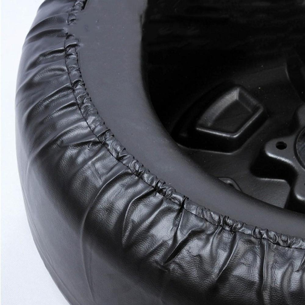 Car spare tire cover, pure black PVC leather SUV truck off-road vehicle RV external tire cover, wheel cover