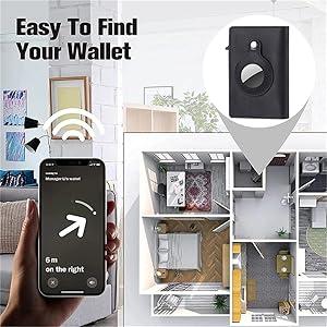 Slim Wallet for AirTag Genuine Leather RFID Credit Card Holder Automatic Pop up Wallet |   Slim Design Multipurpose Accessory for AirTag Case for Men (Black Leather)\u2026