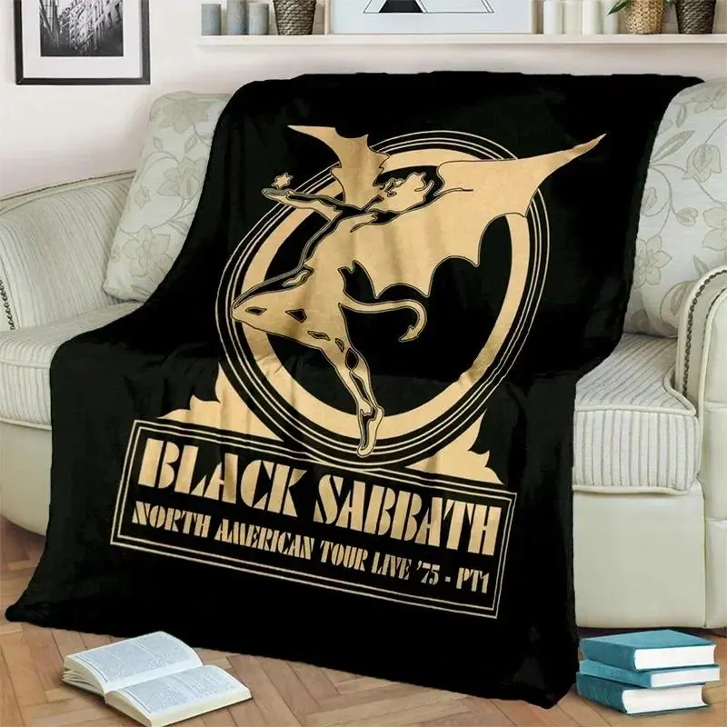 Black Sabbath Band Logo Flannel Fabric Throw Blanket - Soft, Warm, Multi-Purpose for Indoors Outdoors Bedroom Sofa - Ideal Gift for Music Fanatics, Rock Theme, Skin Friendly