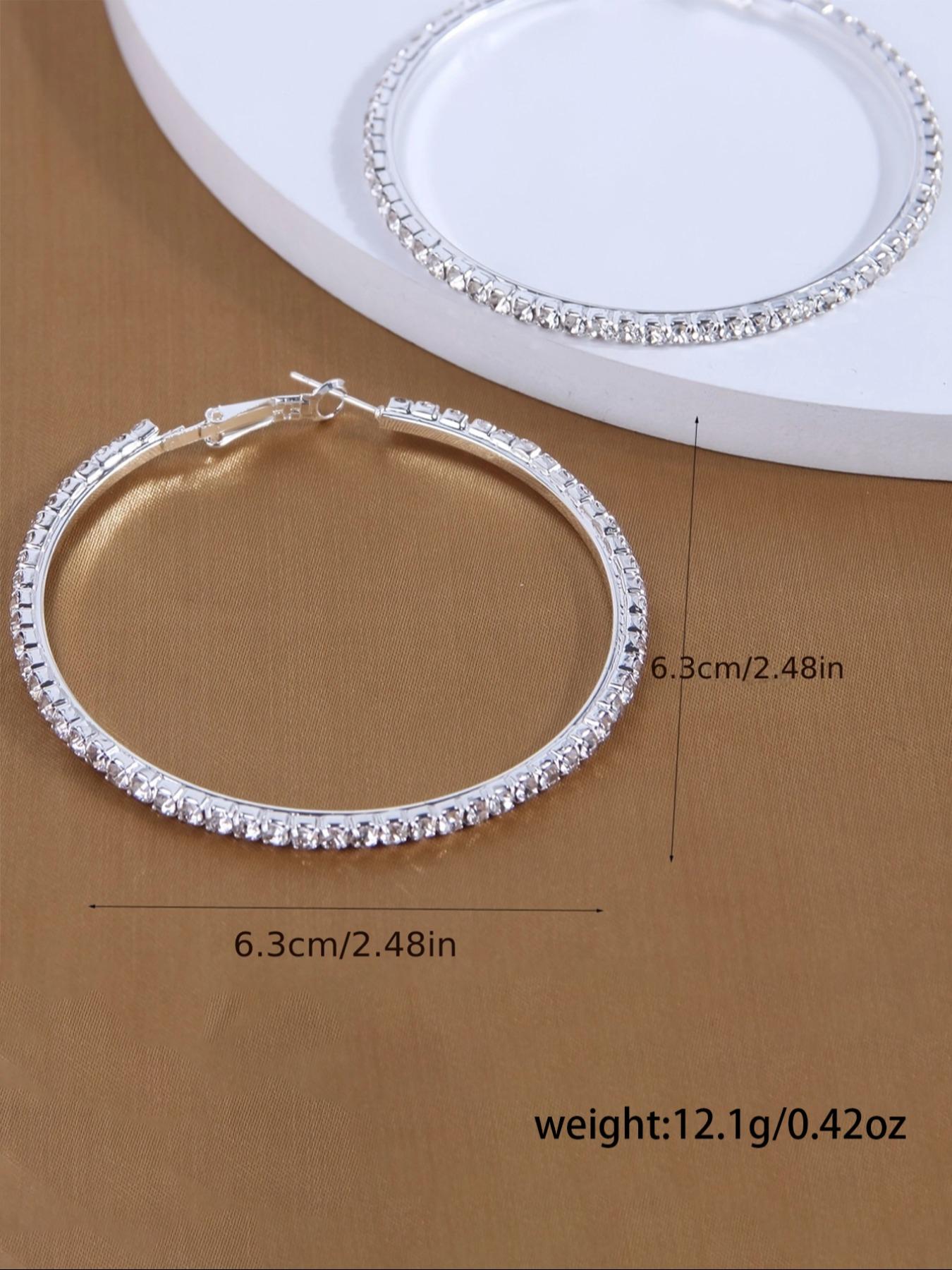 Women's Elegant Rhinestone Decor Hoop Earrings, 1 Pair Fashion Glittering Hoop Earrings for Party, Daily Decor, Trendy All-match Luxury Jewelry High Quality Earrings As Birthday Gift for Women & Girls