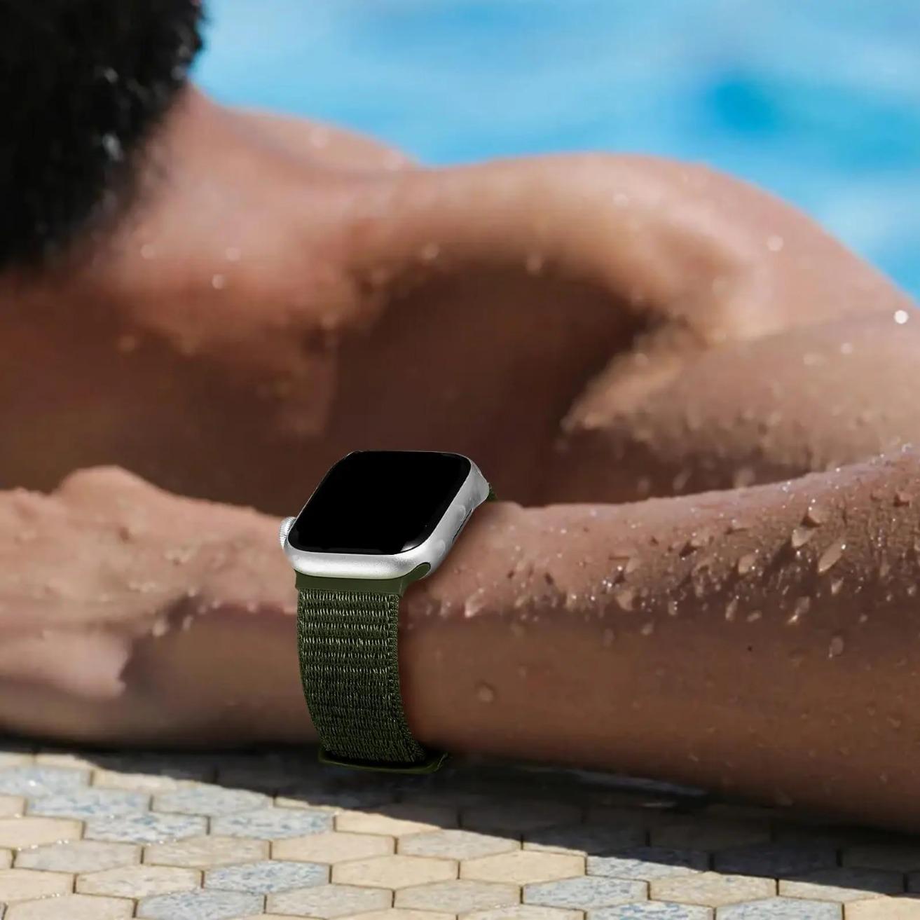 Nylon Velcro Sport Loop Apple Watch Band, Lightweight Replacement Strap Compatible with Series 9/8/7/6/5/4/3/2/1/SE/Ultra 2, Comfortable Durable Band for Everyday & Spring Wear