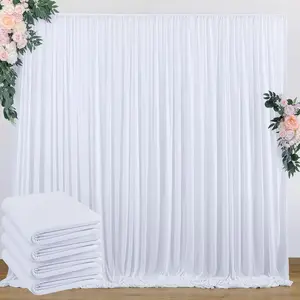 20 ft x 10 ft Wrinkle Free White Backdrop Curtain for Wedding Parties, Polyester Photo Backdrop Drapes for Baby Shower Birthday Party Backdrop Stand, Bulk Thick Background Curtains
