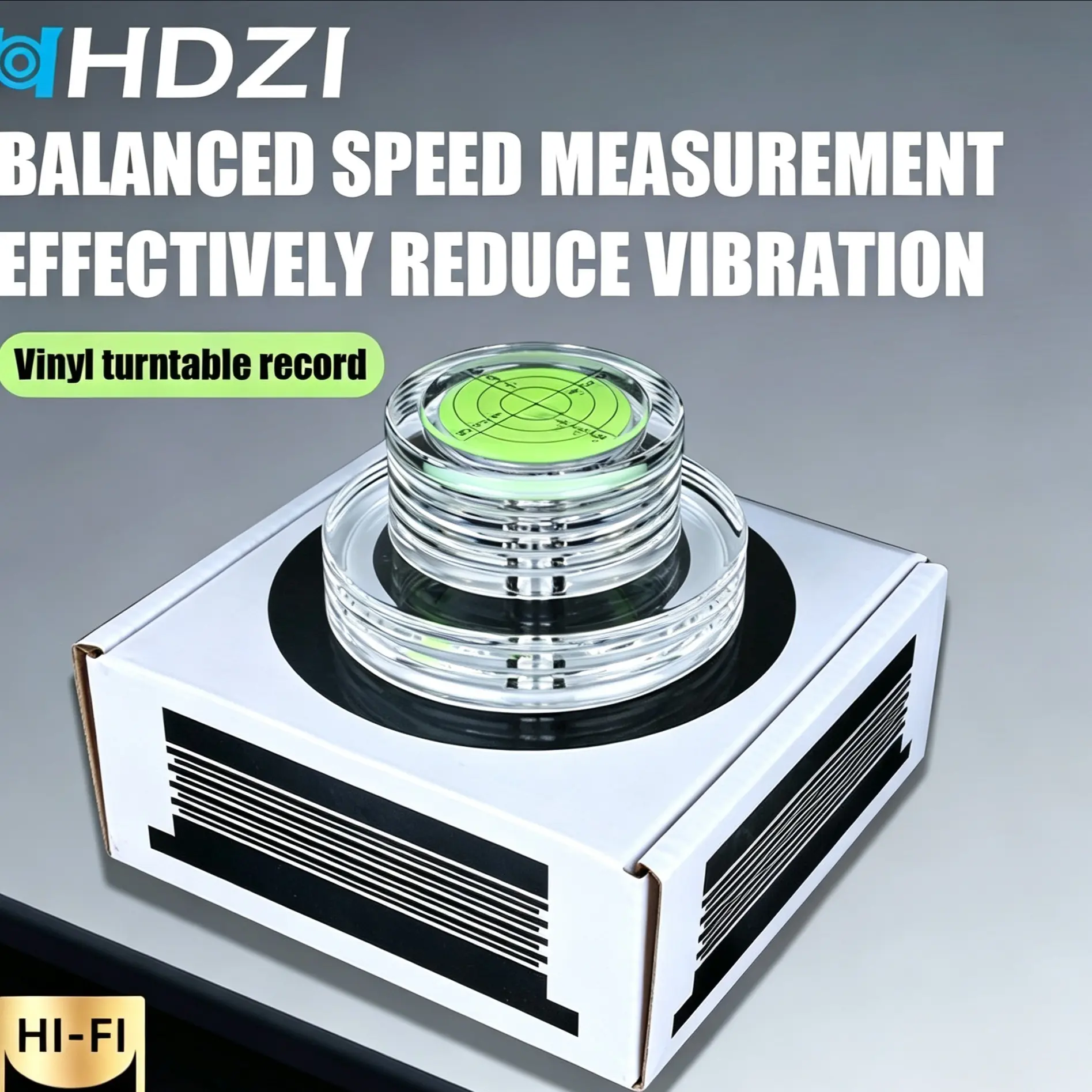 Acrylic Vinyl Presser with Level Gauge, Standard Size for Most Turntables, Durable Acrylic with Non-Slip Base, Ideal for Home Use