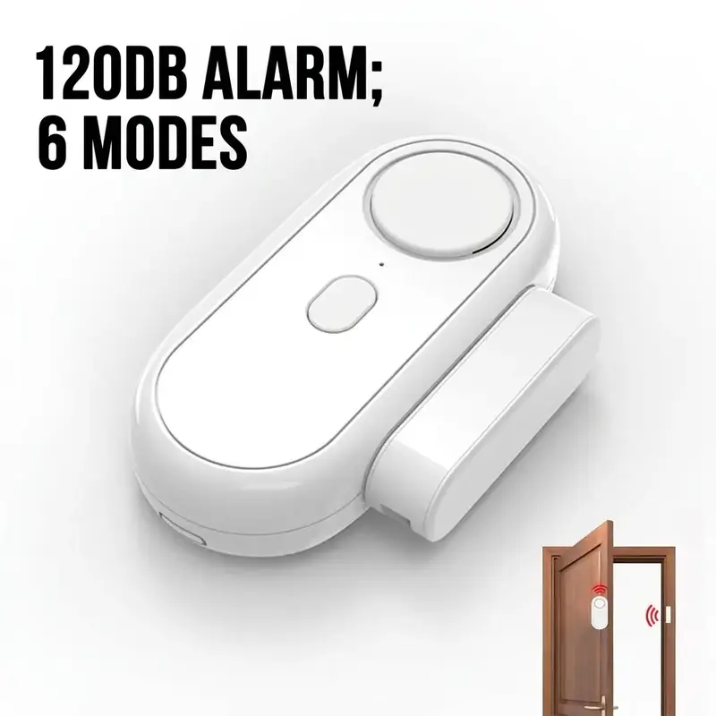 120dB Door and Window Alarm - 6 Modes Burglar Alarm & Doorbell Chime, Magnetic Sensor Door Alarm When Opened, Wireless Home Security Alarm for Kids Safety, Easy Install Adhesive Door and Window Alarms Home Security System Wireless Indoor Security