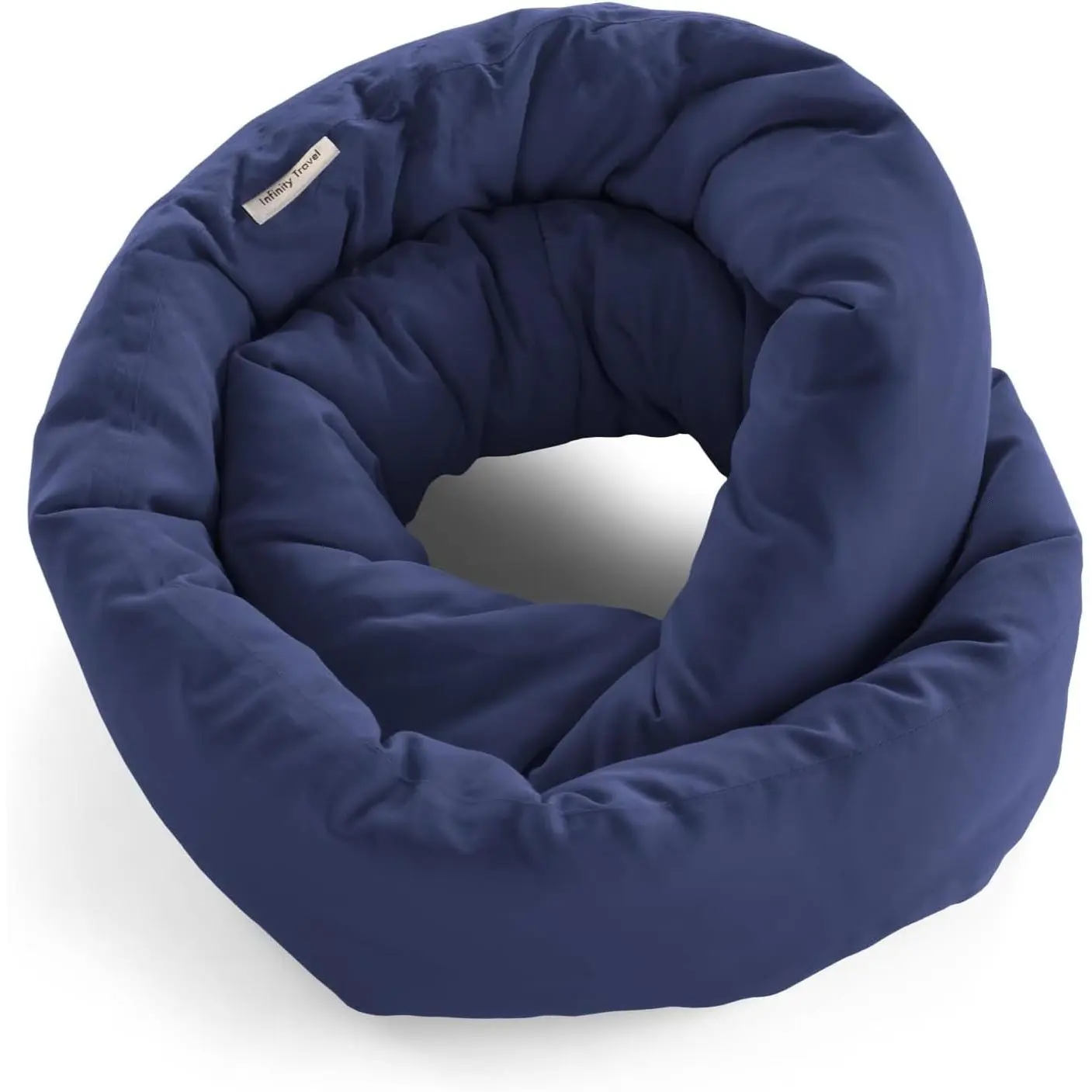 Huzi Infinity Pillow Mini - Kids Travel Neck Pillow - Machine Washable - Home Travel Flight Road Car Train Trips (Navy)