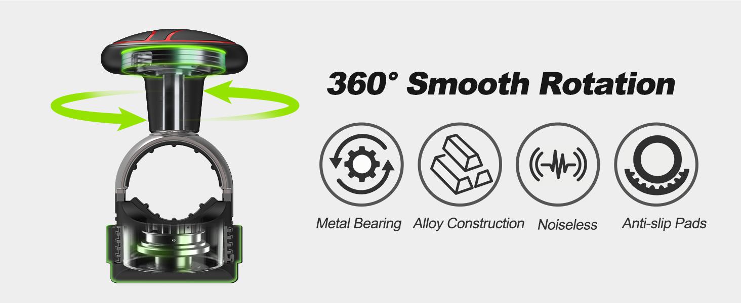 Tool Free Steering Wheel Knob, Suicide Knob for 3.45-4.9" Steering Wheel with Metal Bearing, Steering Wheel Knob Spinner for Cars, Mowers, Tractors, Boats, No Screws or Tools Needed (1Pack, Red)