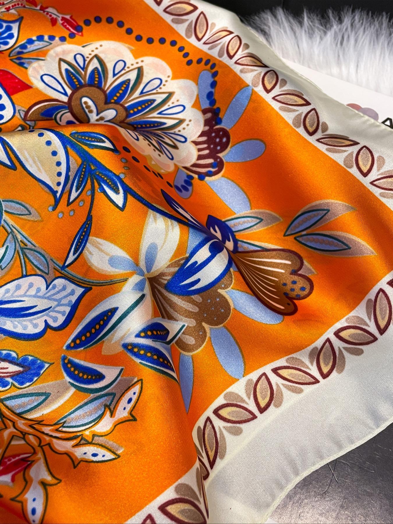 Women's Floral Print Square Scarf, Boho Style Bandana for Women, Fashionable Soft Comfortable Scarf for Daily Wear, Trendy All-match & Exquisite Scarf for Birthday Gift, Casual Soft Shawl