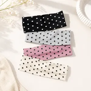 4-Pack Soft Nylon Polka Dot Headbands, Minimalist Sports Hair Accessories, Stretchy One-Size Design Suitable for Thick Hair, Perfect Presents for Teen Girls
