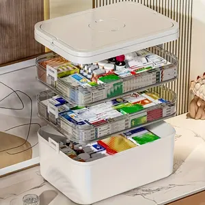 2026 New 3-Layer Large-Capacity Pill Box with Lid and Carry Handle - Durable Waterproof Medicine Organizer for Home & Travel Storage, Under-Bed Storage Use