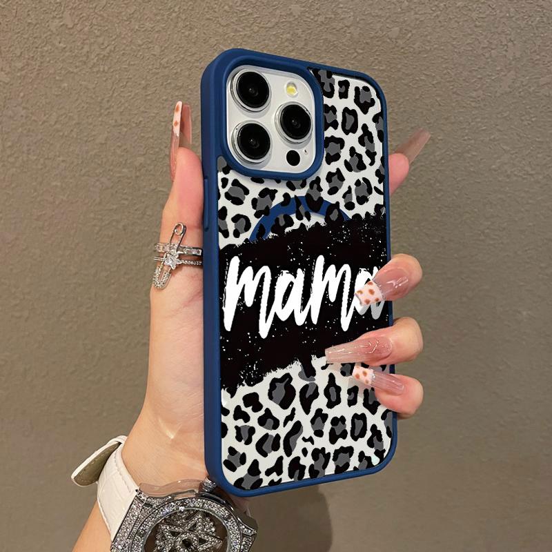 Leopard Mama Pattern Premium Magnetic Phone Cases for iPhone 17 pro max  iPhone 16 15 14 Pro Max 13 12 11 Plus Smartphone Shockproof Protection Acrylic Cover Cellphone Protective magsafe magnetic case Aesthetic Resistance Casing Silicone Screen Protector