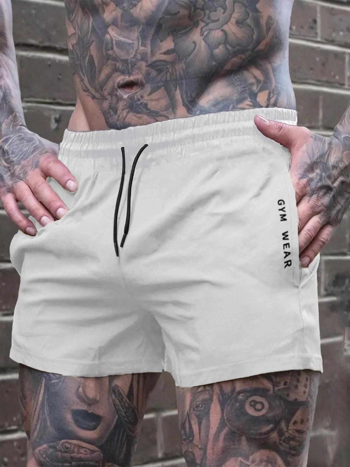 Men's Letter Print Leisure Shorts, Casual Comfy Breathable Athletic Shorts for Summer, Shorts for Men, Men's Bottoms for Daily Wear, Men Shorts, Jogging Shorts, Breathable Fitness Shorts, Summer Sports Shorts