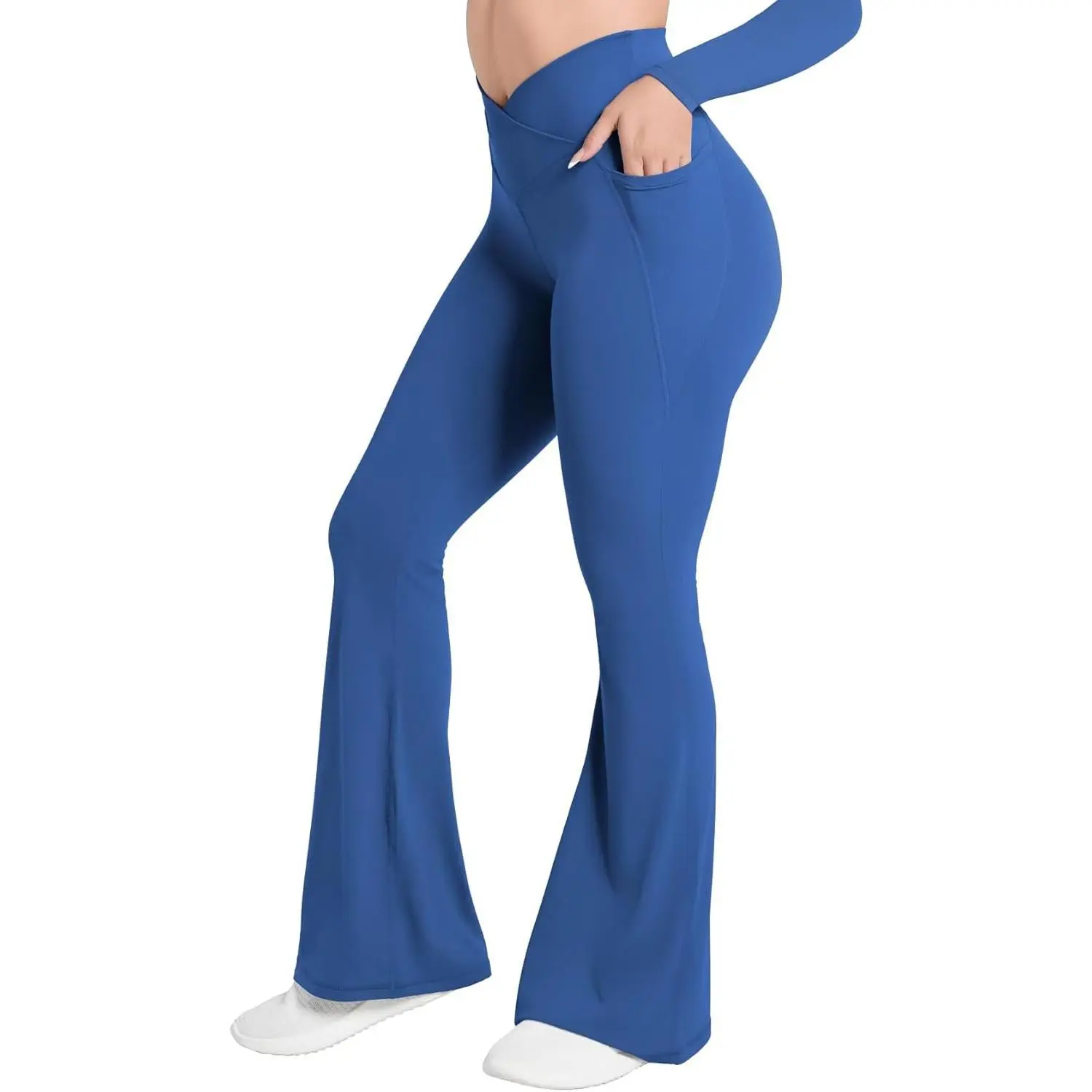 Sunzel Women's Crossover Flare Leggings with Pockets High Waist Yoga Pants High High Workout Gym Bootcut Leggings