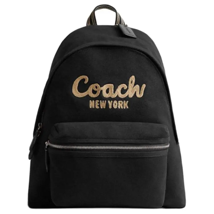 COACH Cargo 33 Logo-Embroidered Fabric Backpack for Women, Large Size, Black