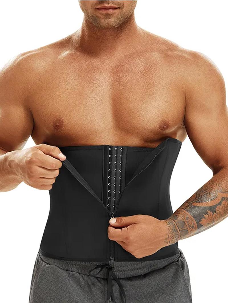 Men's Plain Adjustable Waist Trainer, Solid Color Waist Cincher, Shaper for Men, Tummy Control Shaper, Waist Trainer for Men, Menswear