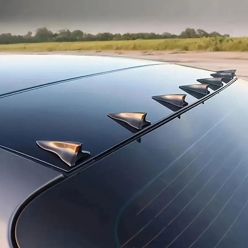 6PCS Aerodynamic Car Roof Shark Fin Spoilers, Universal Durable Auto Modification Parts, Stylish Exterior Upgrade Kit for Sedan, SUV and Truck