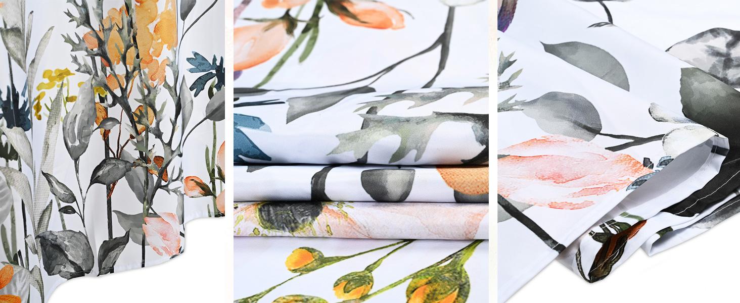 Floral Shower Curtains for Bathroom Flower Pretty Fabric Colorful Wildflower Flowered Shower Curtain with 12 Hooks Decorative Machine Washable, 72" W x 72" H