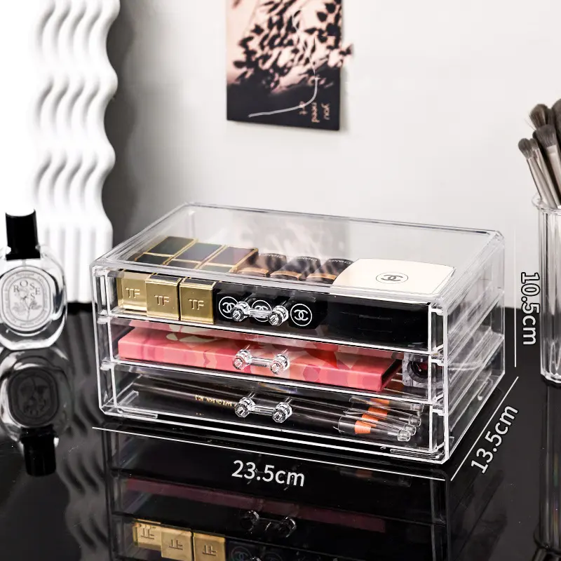 1PC Acrylic storage box for makeup case, with drawer, desktop dressing table cosmetics display box
