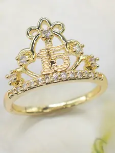 Luxurious Queen Crown Heart Zircon Ring for Women, 15th Birthday Gift, Elegant Jewelry for Weddings, Anniversaries, Graduations, Valentine's Day
