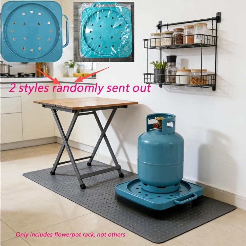 1 Pack Heavy-Duty Movable Propane Tank Base Dolly, Thickened Gas Cylinder Holder with Smooth Wheels & Drainage Holes, Multi-Purpose Rolling Stand for Kitchen LPG Tank, Flower Pot, Plant Tray & Home Storage, Fits Up to 12" Diameter