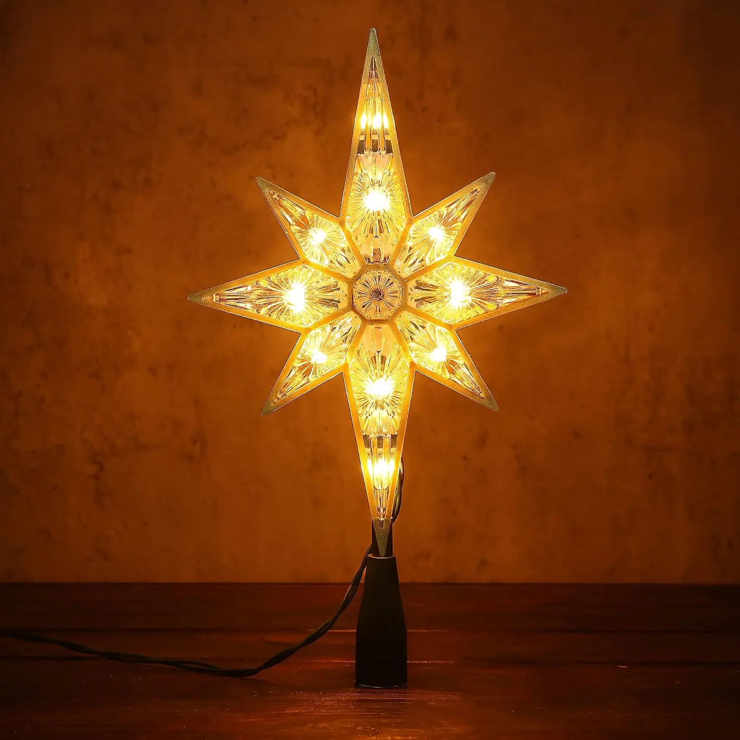 Christmas Tree Topper, 11" Warm White Double-Sided Bethlehem  Tree Topper, Plugin Polaris Xmas Treetop with 10 Lights, UL Certified Lighted  for Christmas Tree  Holidays Decor