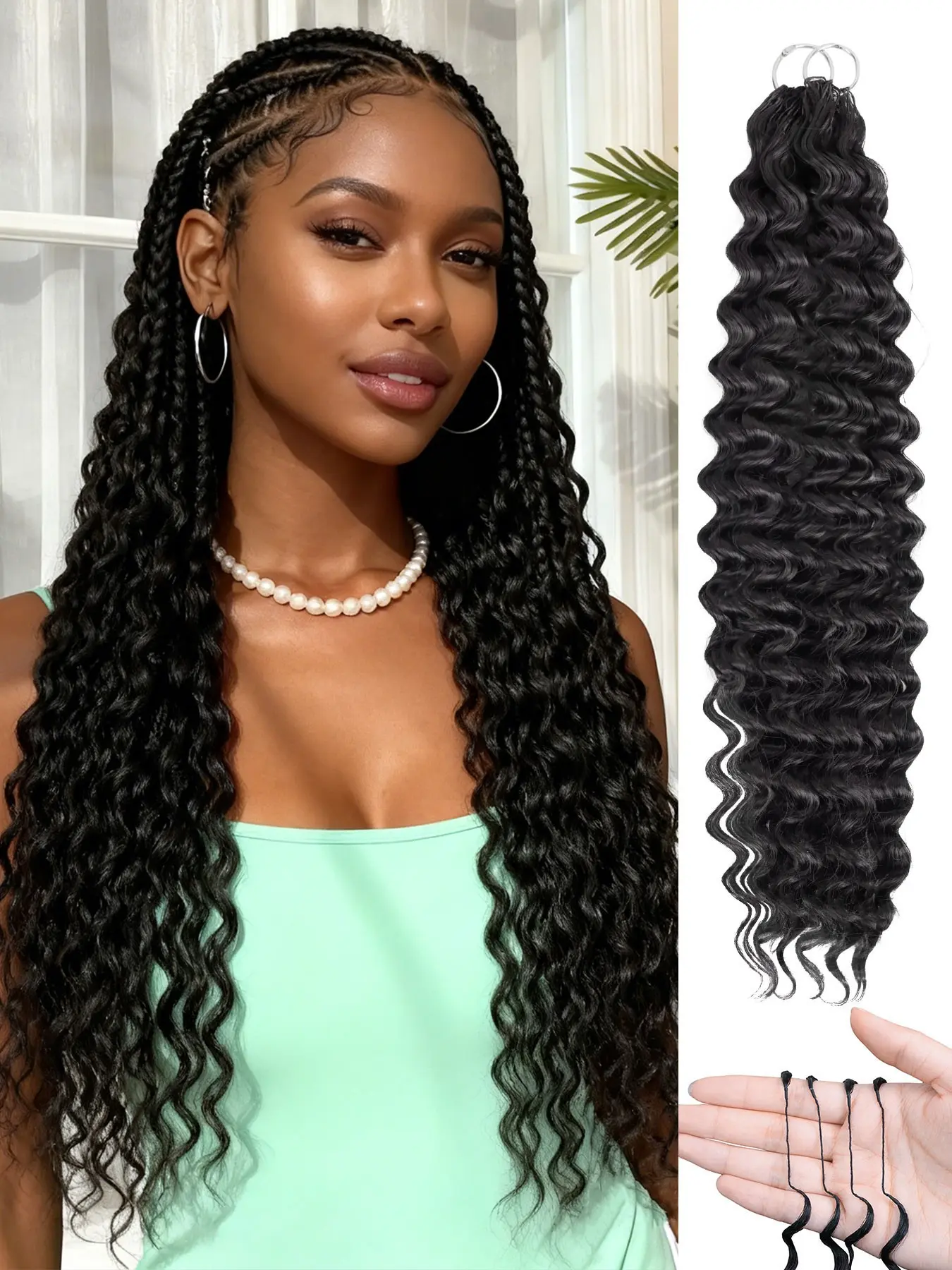Feather Crochet Hair Extensions 16/18/20/22 Inch 50 Strands Deep Wave Miracle Knots Hair Curly Crochet Hair for Black Women Pre-Separated Invisible Knotless, Synthetic Feathered Crochet Hair Extensions