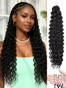 Feather Crochet Hair Extensions 16/18/20/22 Inch 50 Strands Deep Wave Miracle Knots Hair Curly Crochet Hair for Black Women Pre-Separated Invisible Knotless, Synthetic Feathered Crochet Hair Extensions