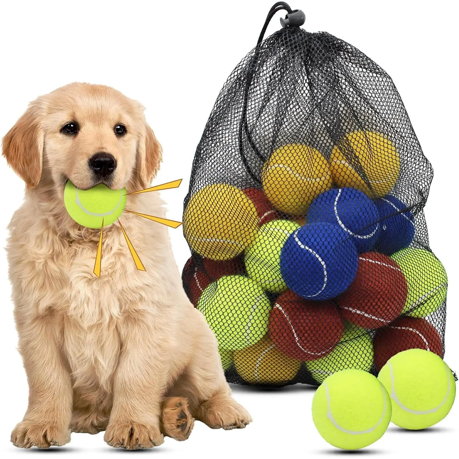 Magicorange Squeaky Dog Tennis Balls 2.5in Floating Rubber Fetch Training Balls Assorted Colors