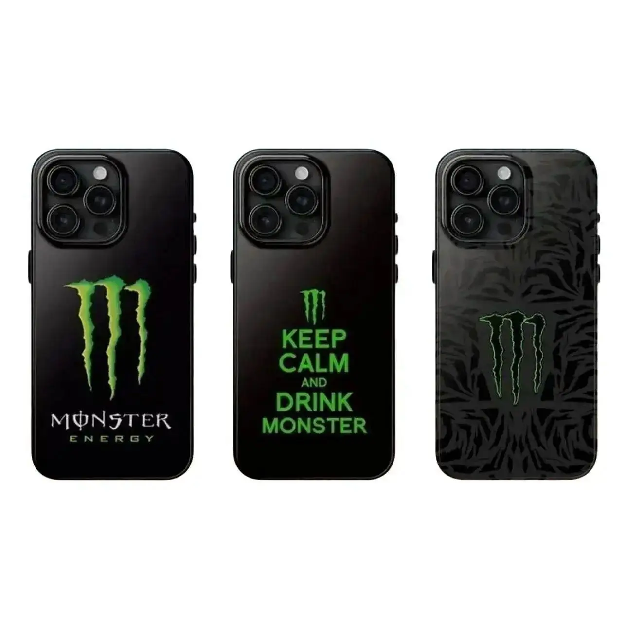 Black Monster Energy Drink Collection Tough Case - Suitable for iPhone 17-11 Pro Max/Plus and  Samsung Galaxy S23-25