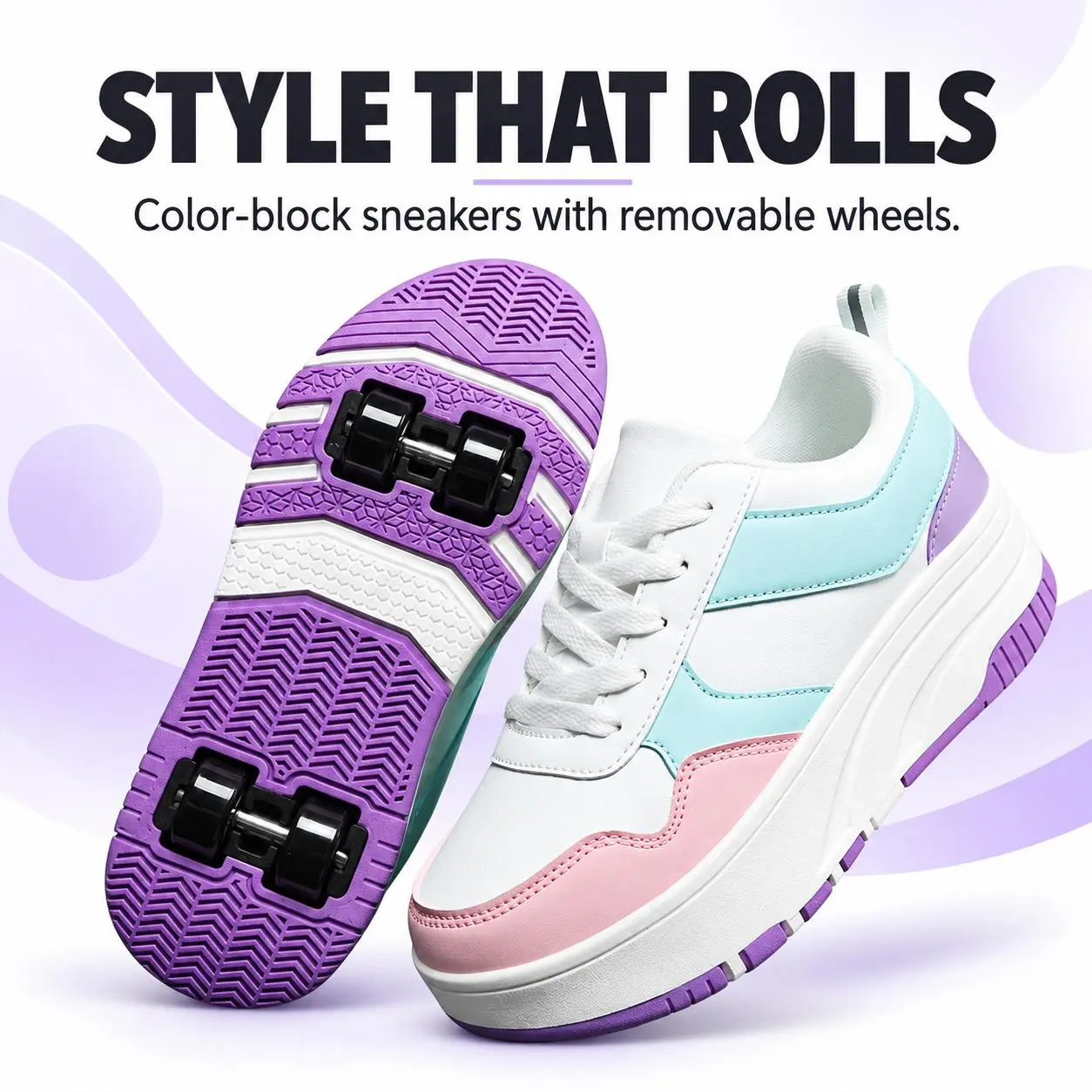Unisex 4-Wheel Roller Skates for Kids & Adults, Adjustable Size, Light-Up Wheels, Breathable Comfortable Fit, Outdoor Sports Footwear