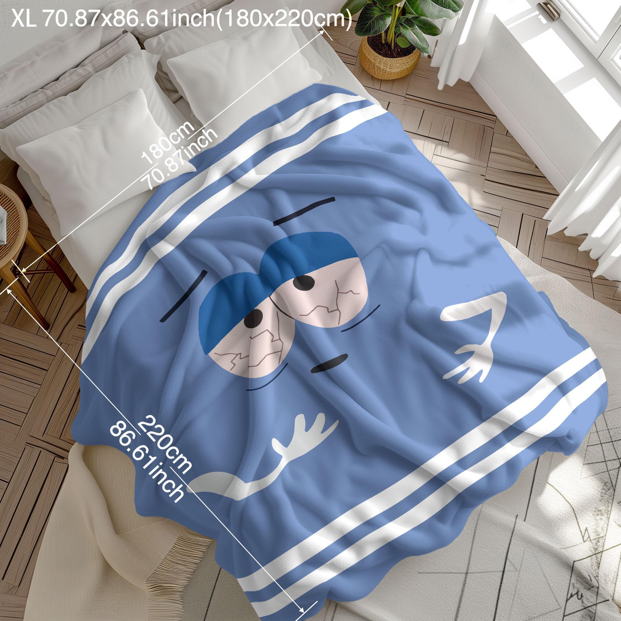 Cartoon Pattern Soft Blanket, 1/2 Counts Casual Soft Throw Blanket, Air-conditioned Room Blanket, Warm Nap Blanket for Home & Office, Striped Blankets