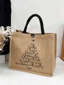 Christian Faith over Fear Linen Tote Bag, Large Capacity Makeup Travel Bag, Fashionable Gift for Women, Beach & Daily Use