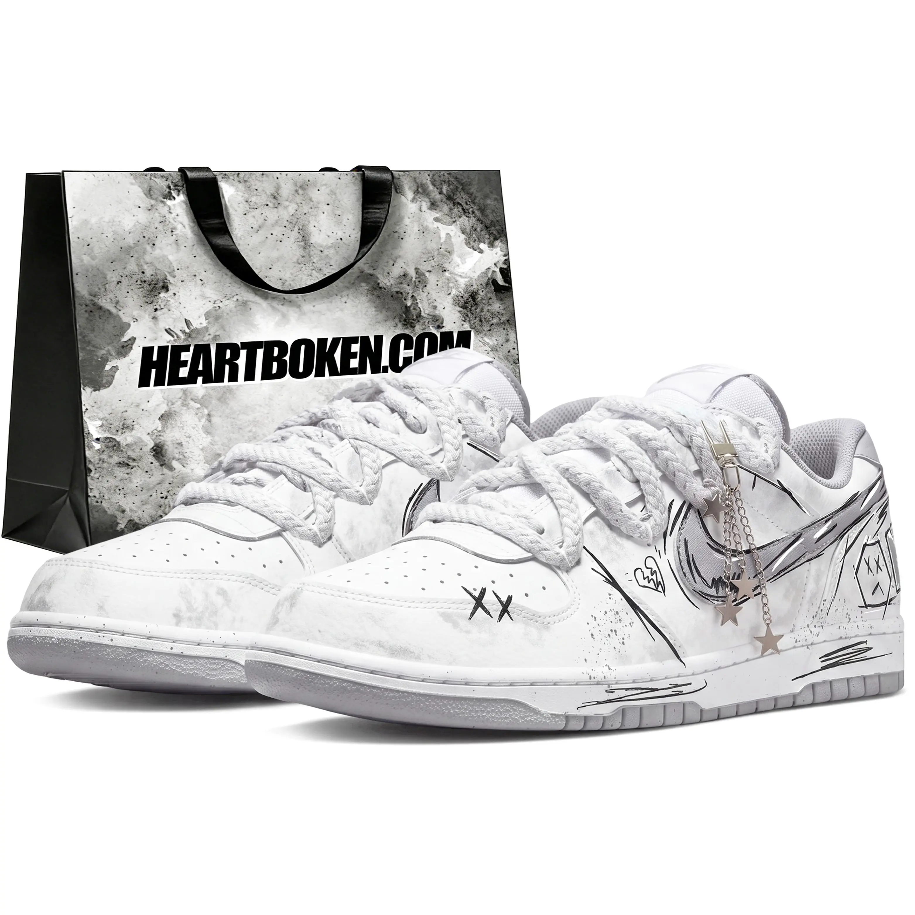 Nike Big LOW Customized Sneakers for Men: Distressed, Retro, Low-Top, Versatile Streetwear Verifiable, with credentials and supporting global authentication