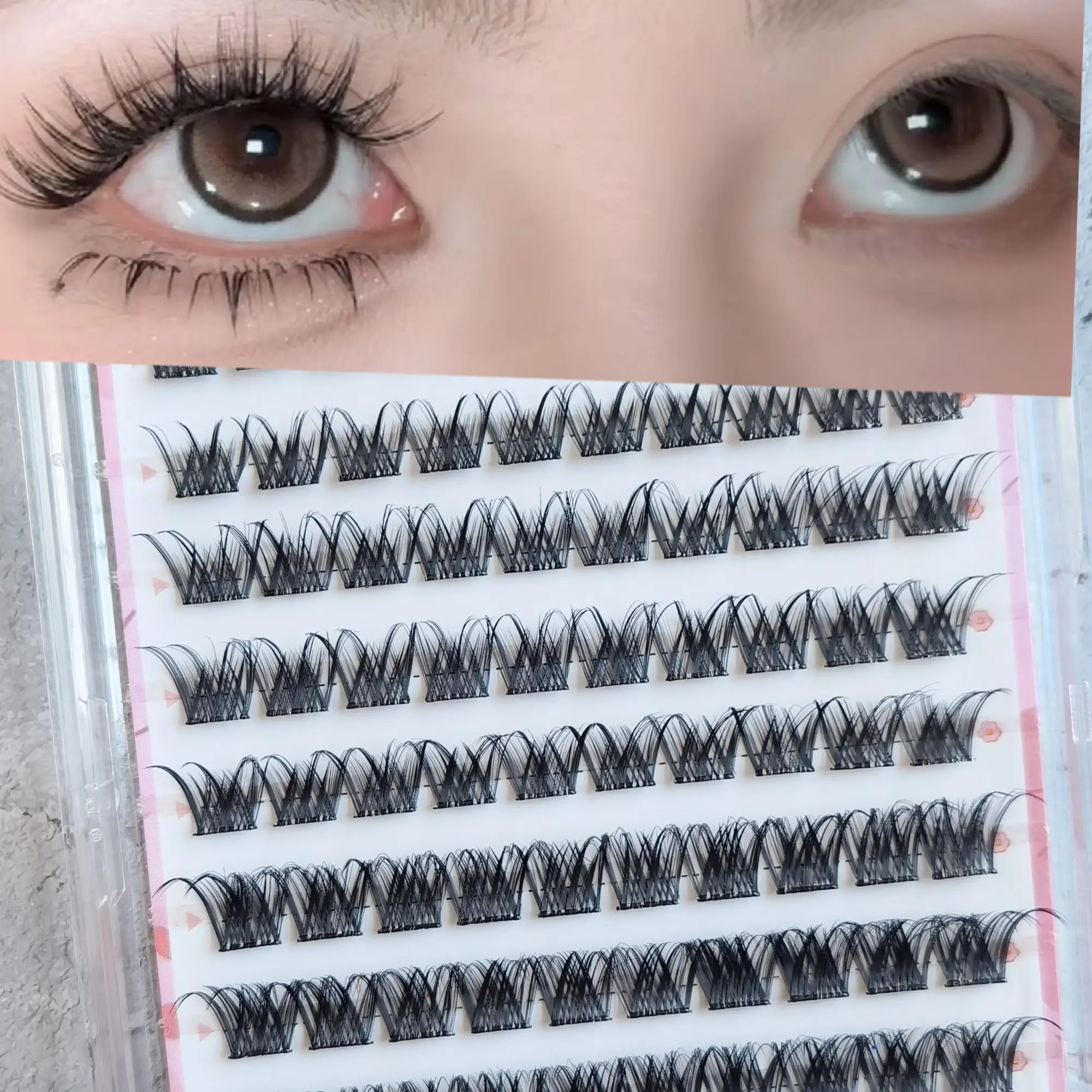 Directly Applied False Eyelashes, 100pcs Segmented Comic Style, Detailed Yet Subtle, Sweet Cool Switch, Self-Adhesive, Makes Eyes Look Bigger