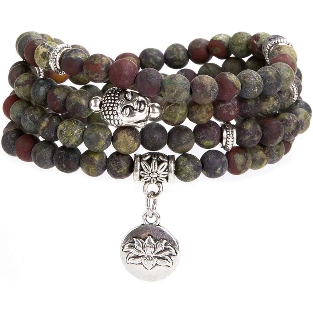 108 Mala Beads Necklace Long Beaded Wrap Bracelets Genuine  Mala Prayer Beads Lotus Buddha  Yoga Meditation Necklace
